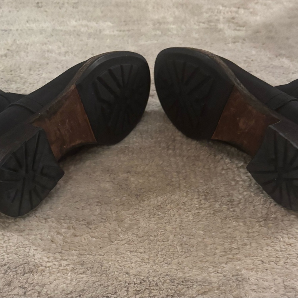 Women's Black Leather mid-calf Boots 37.5 - Picture 4 of 7